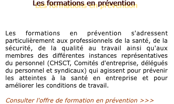 Les formations en prvention